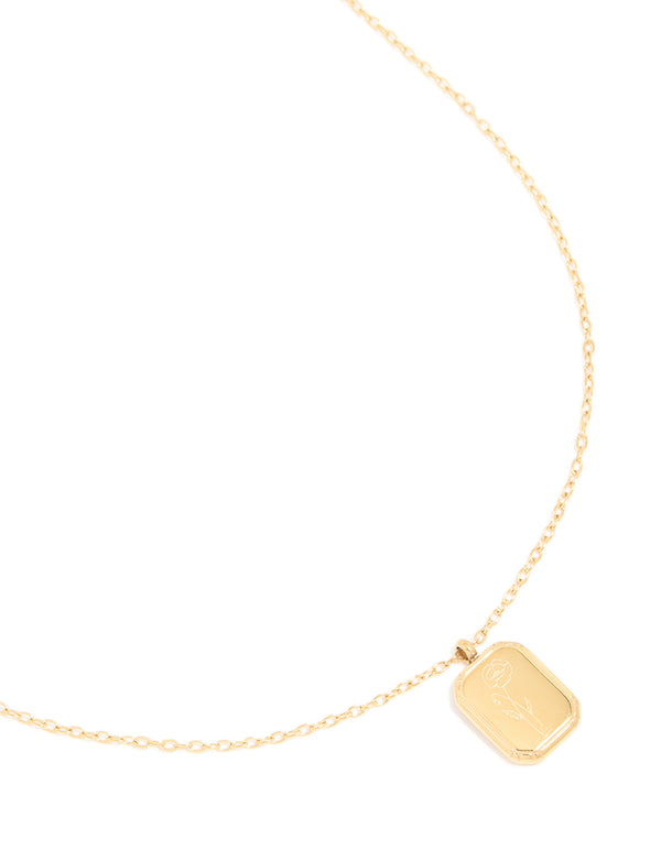 Waterproof Gold Plated Stainless Steel August Birth Flower Poppy Necklace
