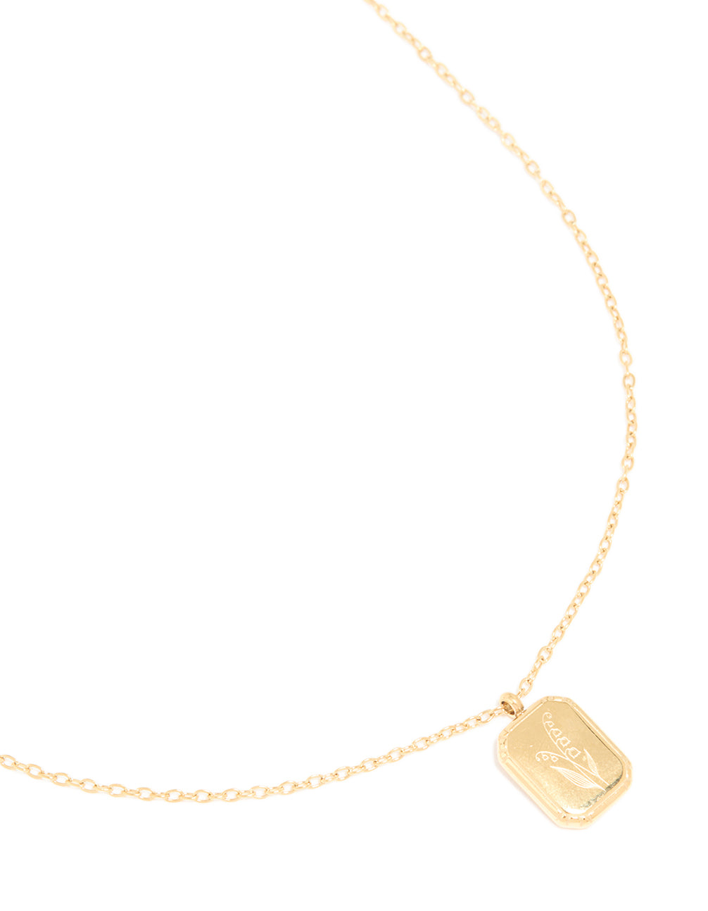 Showcasing a waterproof birth flower May hawthorn necklace crafted from gold plated stainless steel with floral accents close up view