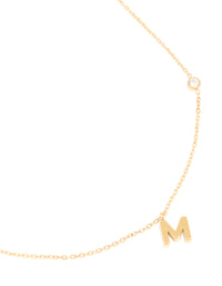 Waterproof Gold Plated Stainless Steel Letter M Dainty Pendant Necklace - link has visual effect only
