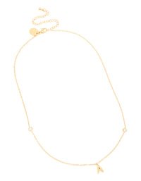 Waterproof Gold Plated Stainless Steel Letter A Pendant Pendant Necklace - link has visual effect only