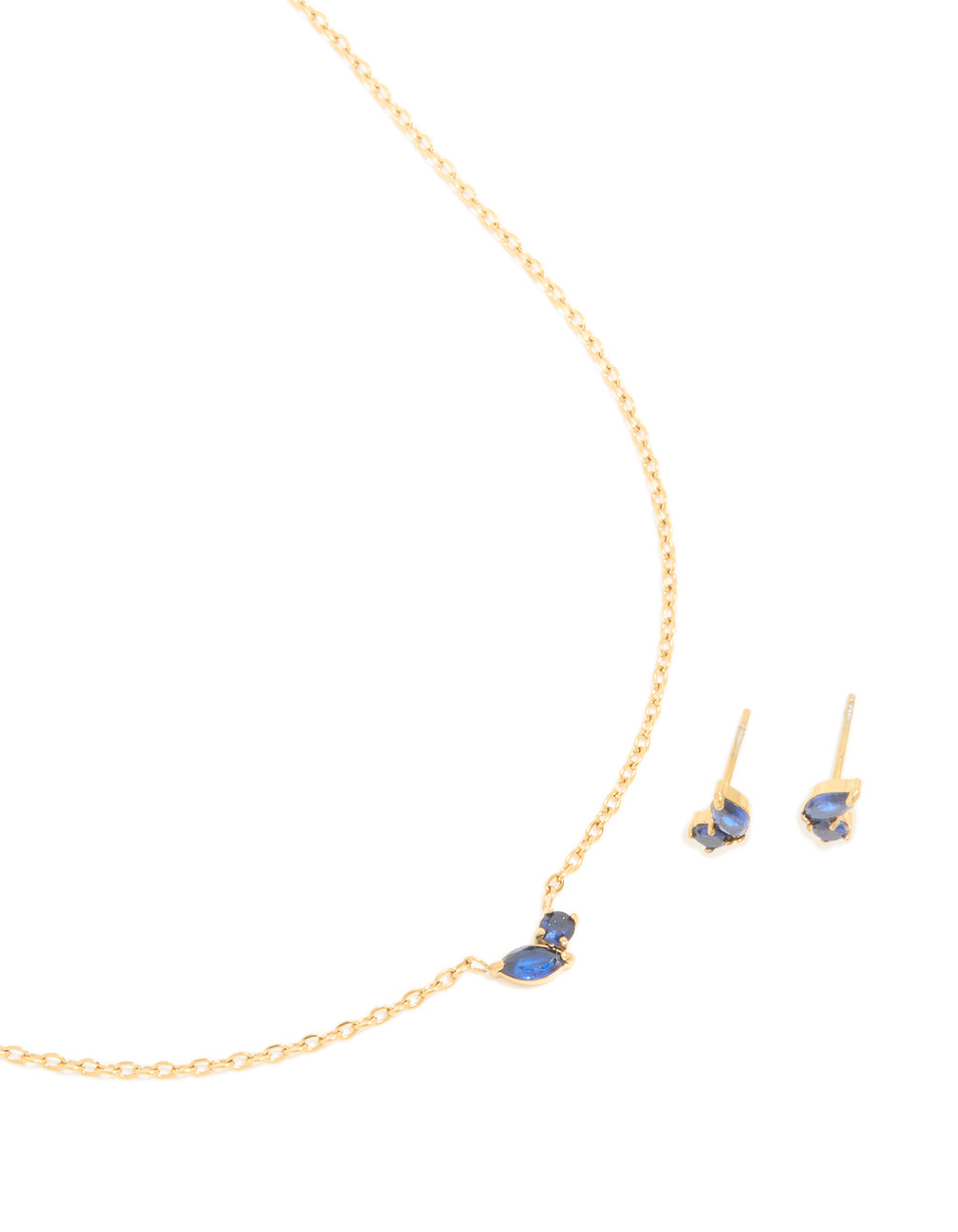 Waterproof Gold Plated Stainless Steel September Cubic Zirconia Birthstone Necklace & Earrings Set