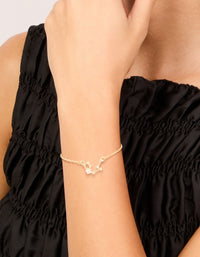 Waterproof Gold Plated Stainless Steel Cubic Zirconia Aquarius Zodiac Sign Bracelet - link has visual effect only
