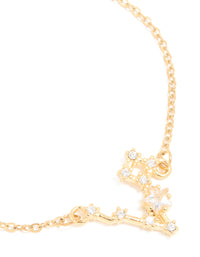 Waterproof Gold Plated Stainless Steel Cubic Zirconia Pisces Zodiac Sign Bracelet - link has visual effect only