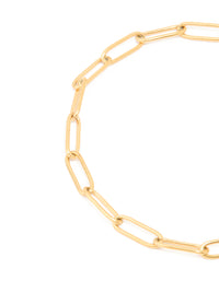 Waterproof Gold Plated Stainless Steel Fine Link Dainty Clasp Bracelet - link has visual effect only