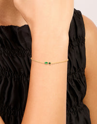Waterproof Gold Plated Stainless Steel May Green Cubic Zirconia Birthstone Bracelet - link has visual effect only
