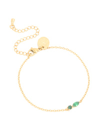 Waterproof Gold Plated Stainless Steel May Green Cubic Zirconia Birthstone Bracelet - link has visual effect only