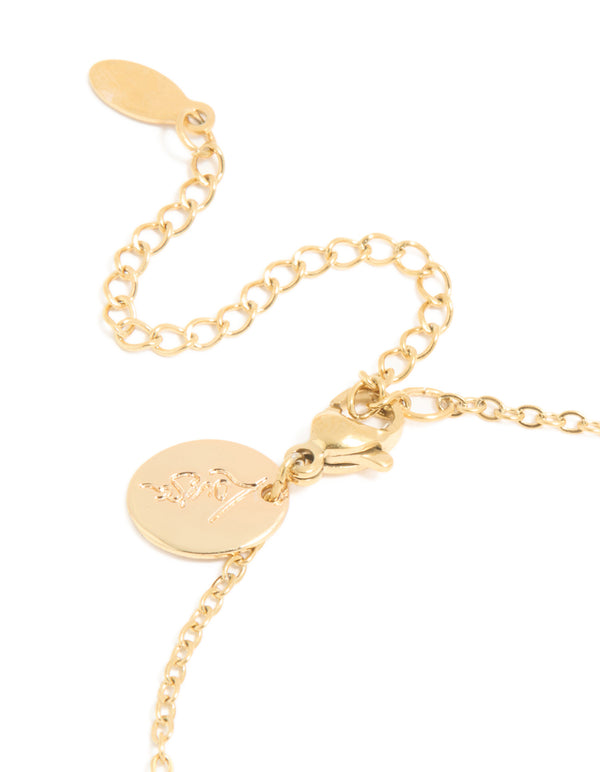 Waterproof Gold Plated Stainless Steel Cubic Zirconia Capricorn Zodiac Sign Bracelet