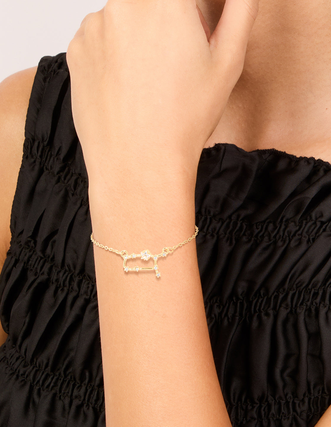 Waterproof Gold Plated Stainless Steel Cubic Zirconia Gemini Zodiac Sign Bracelet