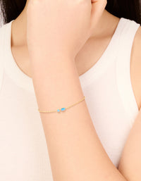 Waterproof Gold Plated Stainless Steel December Blue Cubic Zirconia Birthstone Bracelet - link has visual effect only