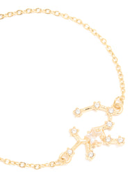 Waterproof Gold Plated Stainless Steel Cubic Zirconia Sagittarius Zodiac Sign Bracelet - link has visual effect only