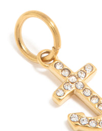 Waterproof Gold Plated Stainless Steel Cubic Zirconia Anchor Charm - link has visual effect only