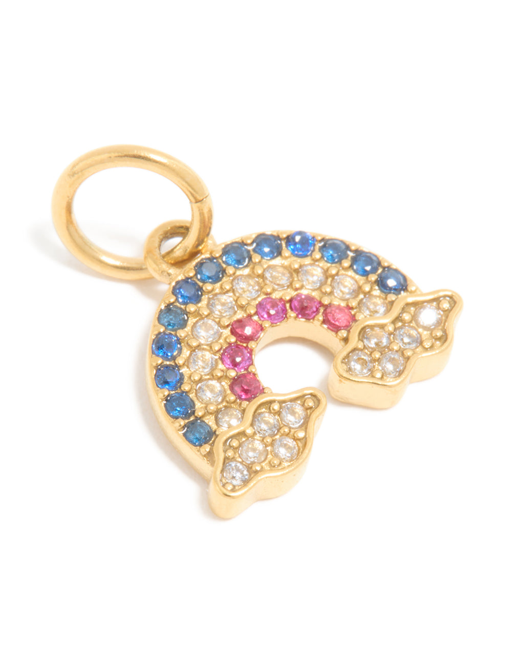 Waterproof Gold Plated Stainless Steel Cubic Zirconia Rainbow Charm