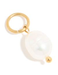 Waterproof Gold Plated Stainless Steel Pearl Charm - link has visual effect only