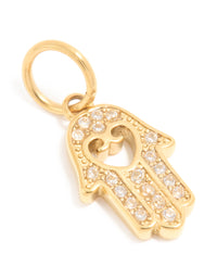 Waterproof Gold Plated Stainless Steel Filigree Hamsa Hand Charm - link has visual effect only