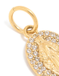 Waterproof Gold Plated Stainless Steel Cubic Zirconia Mary Charm - link has visual effect only