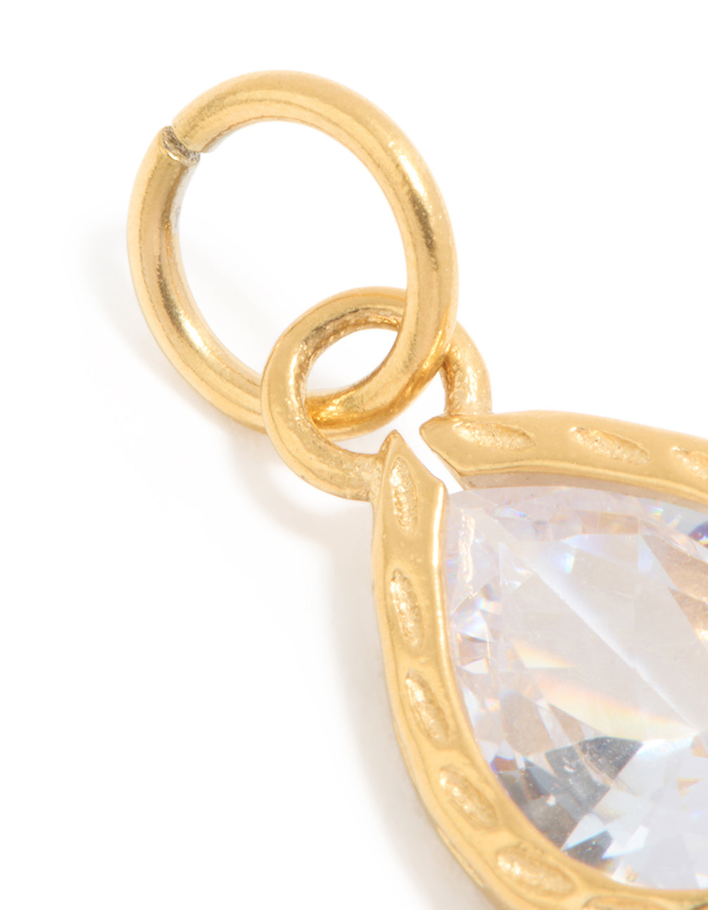 Waterproof Gold Plated Stainless Steel Cubic Zirconia Facet Drop Charm