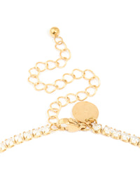 Waterproof Gold Plated Stainless Steel Cubic Zirconia Tennis Necklace - link has visual effect only