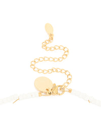 Waterproof Gold Plated Stainless Steel White Beaded Starfish Necklace - link has visual effect only