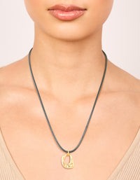 Waterproof Gold Plated Stainless Steel Open Molten Pendant Cord Necklace - link has visual effect only