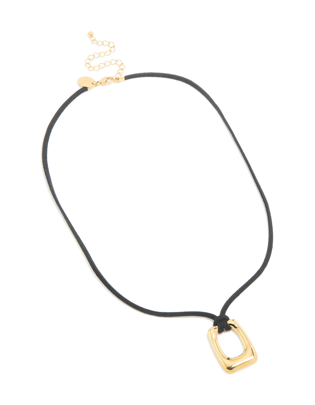 Waterproof Gold Plated Stainless Steel Rectangle Pendant Cord Necklace
