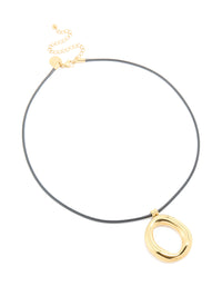 Waterproof Gold Plated Organic Open Pendant Cord Necklace - link has visual effect only