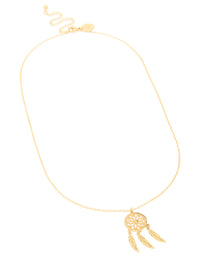 Waterproof Gold Plated Stainless Steel Dreamcatcher Necklace - link has visual effect only