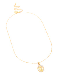 Waterproof Gold Plated Stainless Steel Diamante Mary Pendant Necklace - link has visual effect only