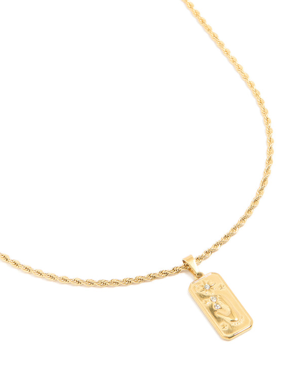 Waterproof Gold Plated Stainless Steel Flower Tab Necklace