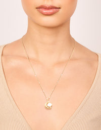 Waterproof Gold Plated Stainless Steel Full & Crescent Moon Phase Necklace - link has visual effect only