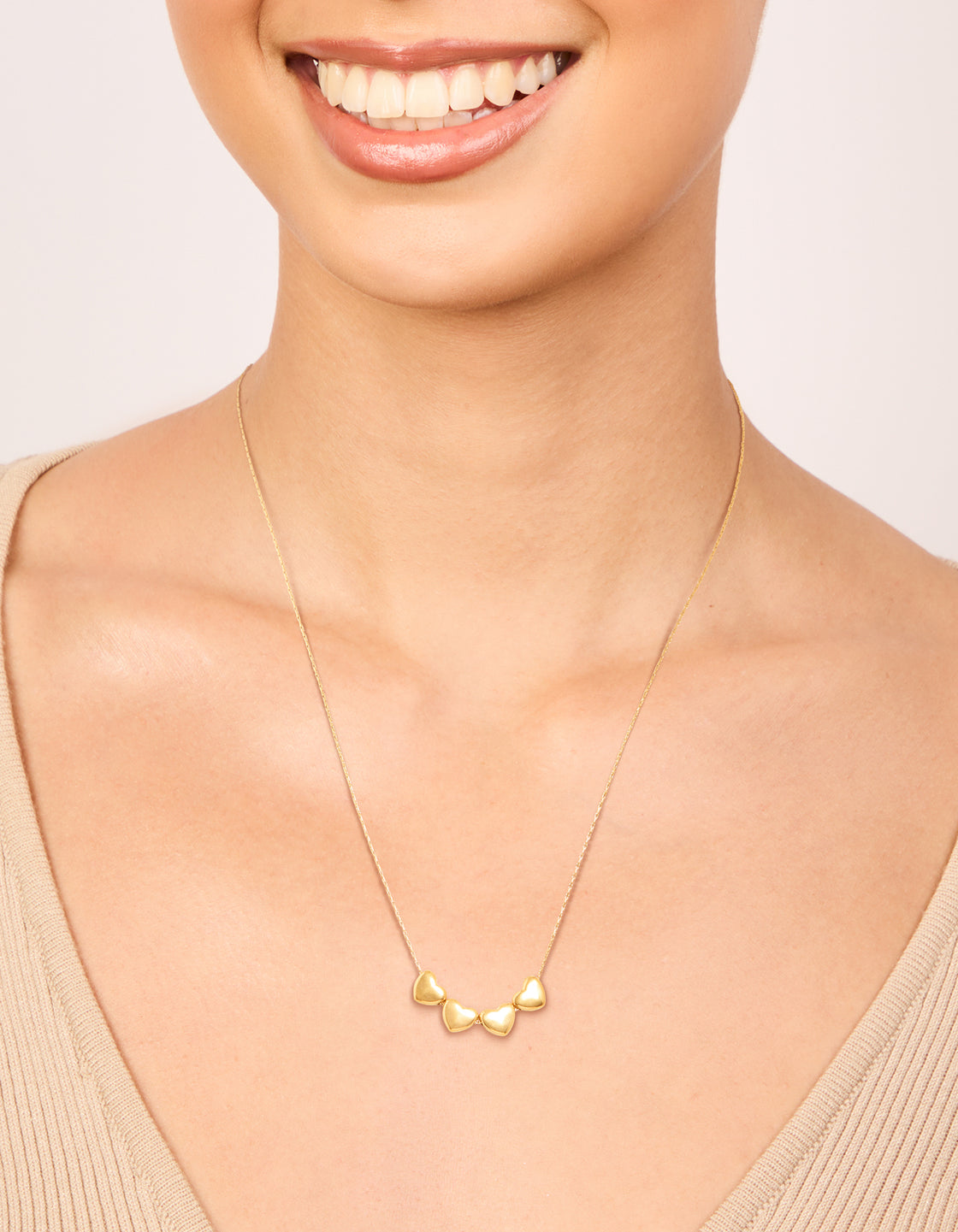 Waterproof Gold Plated Stainless Steel Mini Hearts Necklace