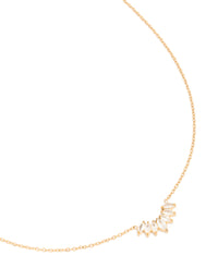 Waterproof Gold Plated Stainless Steel Cubic Zirconia Marquise Fan Necklace - link has visual effect only