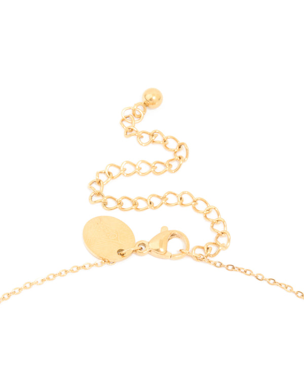 Waterproof Gold Plated Stainless Steel Cubic Zirconia Marquise Fan Necklace
