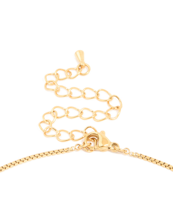 Waterproof Gold Plated Stainless Steel Mint Green Semi Precious Stone Pendant Necklace