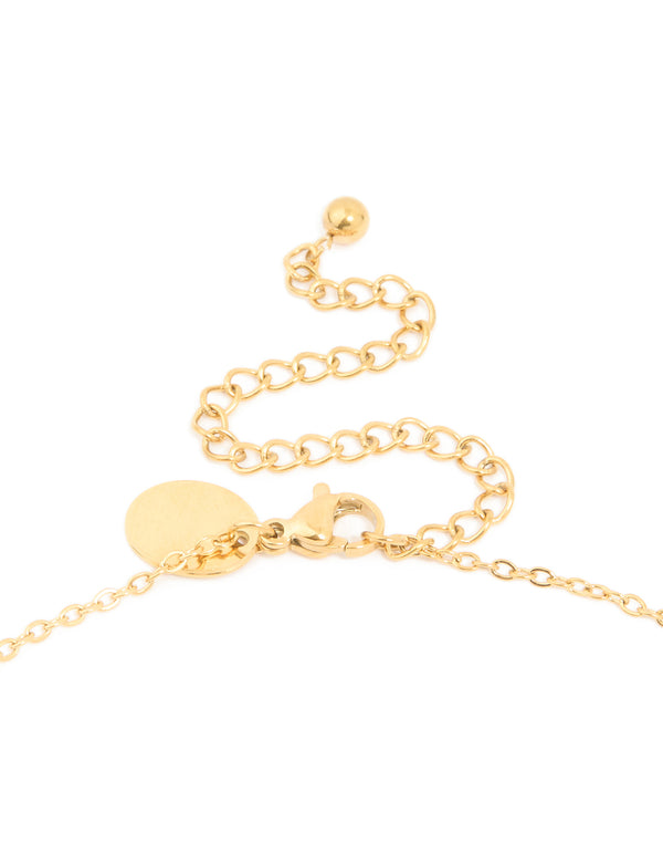 Waterproof Gold Plated Stainless Steel Amethyst Semi Precious Stone Pendant Necklace