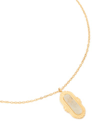 Waterproof Gold Plated Stainless Steel Semi Precious Stone Rectangle Boho Necklace - link has visual effect only
