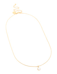 Waterproof Gold Plated Stainless Steel Freshwater Pearl Pendant Necklace - link has visual effect only