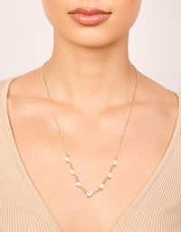 Waterproof Gold Plated Stainless Steel Cubic Zirconia Teardrop Pendants Necklace - link has visual effect only