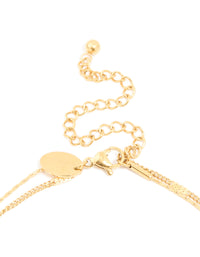 Waterproof Gold Plated Stainless Steel Chain & Leaf Layered Necklace - link has visual effect only