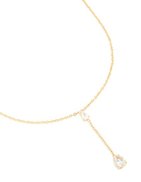 Waterproof Gold Plated Stainless Steel Cubic Zirconia Teardrop Y-Necklace - link has visual effect only