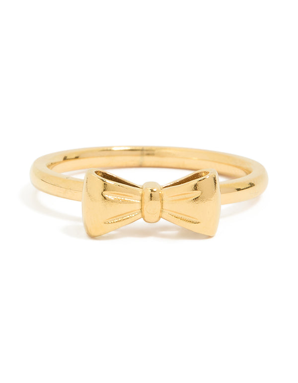 Waterproof Gold Plated Stainless Steel Bow Ring