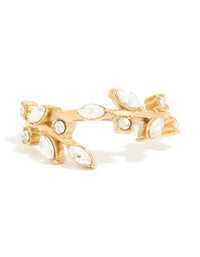 Waterproof Gold Plated Stainless Steel Cubic Zirconia Vine Wrap Ring - link has visual effect only