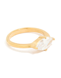 Waterproof Gold Plated Stainless Steel Cubic Zirconia Skinny Ring - link has visual effect only