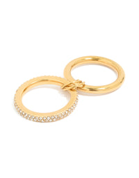 Waterproof Gold Plated Stainless Steel Cubic Zirconia Spinner Rondell Stacked Ring - link has visual effect only