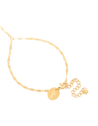 Waterproof Gold Plated Stainless Steel Plain Detailed Chain Hand Chain - link has visual effect only