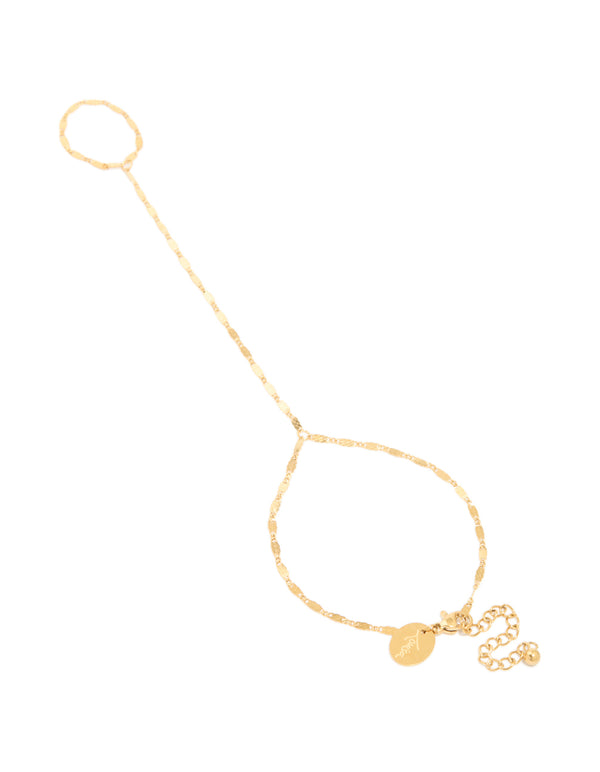 Waterproof Gold Plated Stainless Steel Plain Detailed Chain Hand Chain