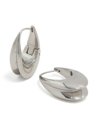 Waterproof Stainless Steel Oval Concave Huggie Earrings - link has visual effect only