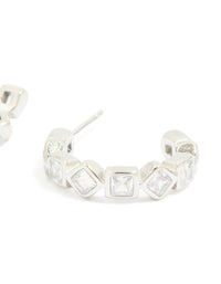 Waterproof Stainless Steel Diamante Steel Half Hoop Earrings - link has visual effect only