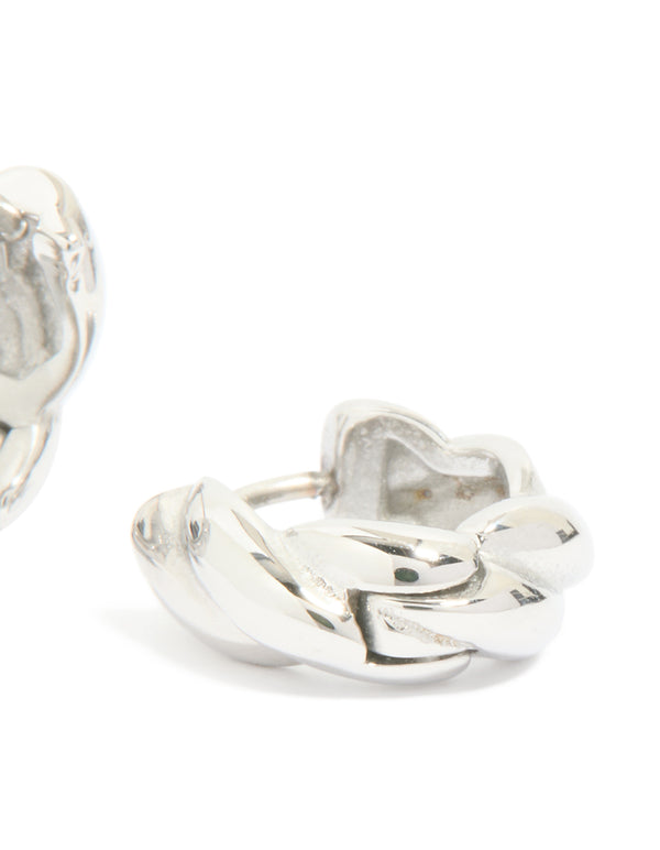 Waterproof Stainless Steel Twisted Hoop Earrings