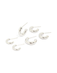 Waterproof Stainless Steel Multi-Sized Hoop Earrings 3-Pack - link has visual effect only