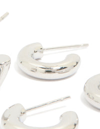 Waterproof Stainless Steel Multi-Sized Hoop Earrings 3-Pack - link has visual effect only